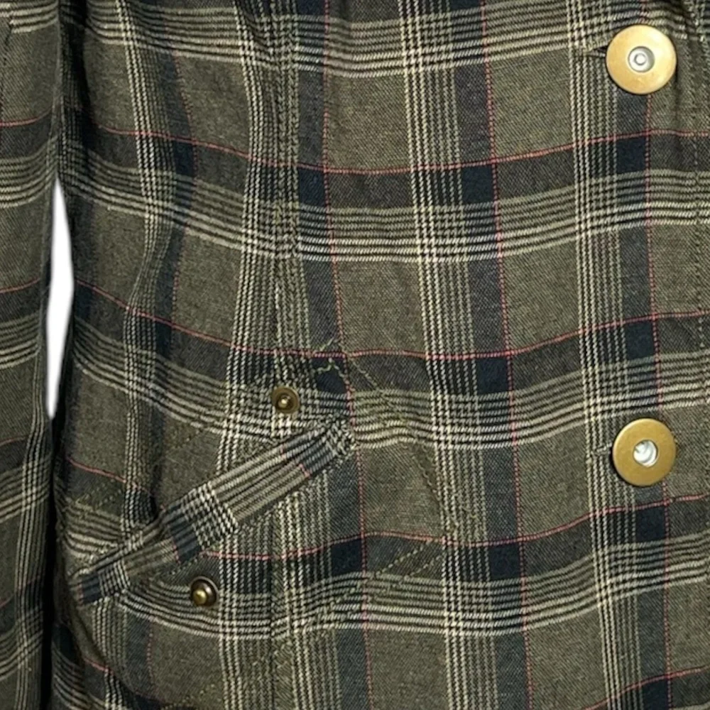 Vintage 90s Y2K Green Plaid Boyfriend Blazer Oversized Preppy Dark Academia